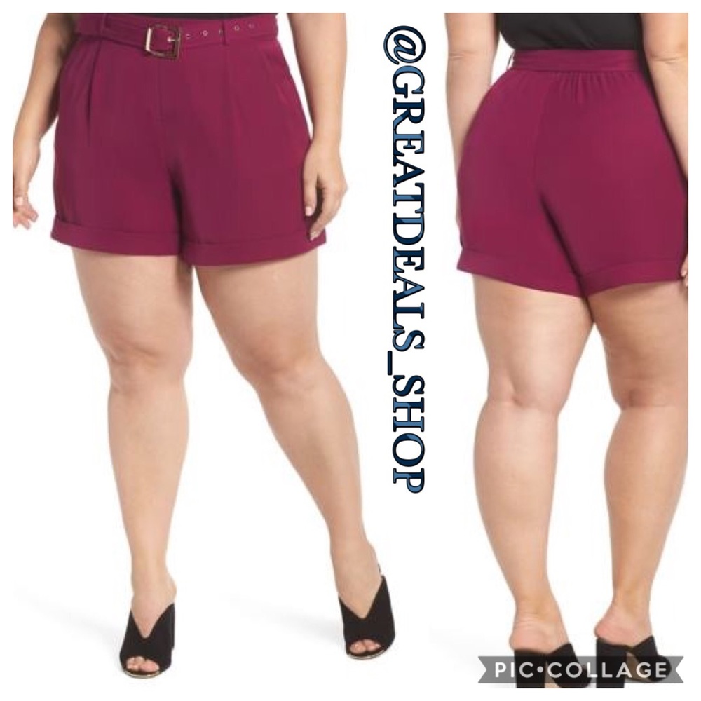 ‼️ELVI‼️PURPLE BELTED SHORTS